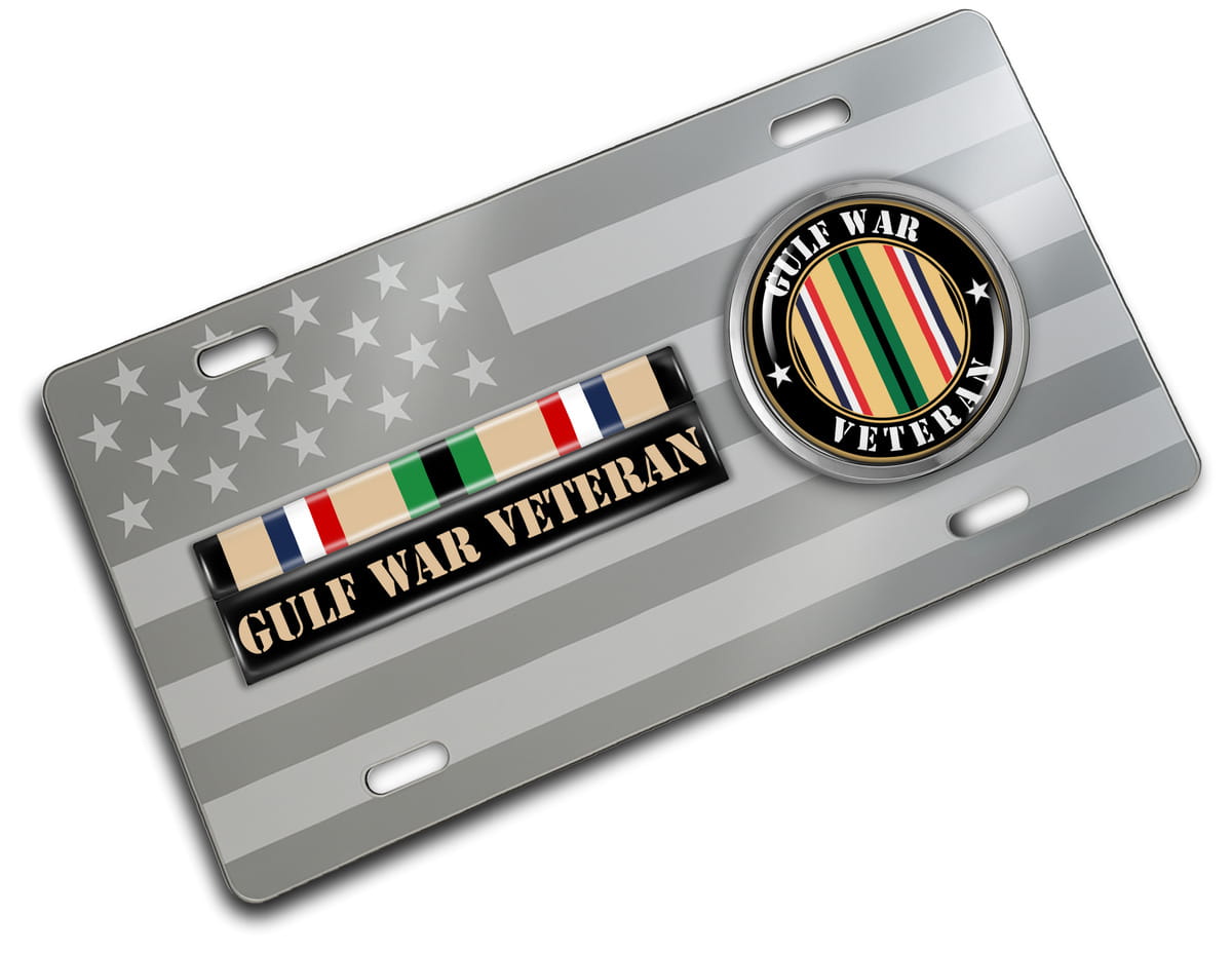 Gulf Veteran - Stainless Steel Car License Plate